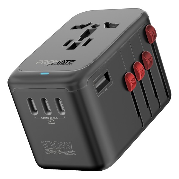 Зарядний пристрій Promate TripMate-GaN100 100W Black (tripmate-gan100)