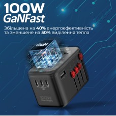Зарядний пристрій Promate TripMate-GaN100 100W Black (tripmate-gan100)