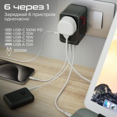 Зарядний пристрій Promate TripMate-GaN100 100W Black (tripmate-gan100)