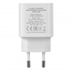 Мережевий зарядний пристрій 2E (1USB 3A) 30W White (2E-WC1USBC30W-W)