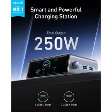Мережевий зарядний пристрій Anker GaNPrime 250W 4xUSB-C PD, 2xUSB-A Black (A2345341)