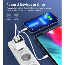 Мережевий зарядний пристрій Choetech (USB-C+USB-A) White (PD6052-EU-WH)