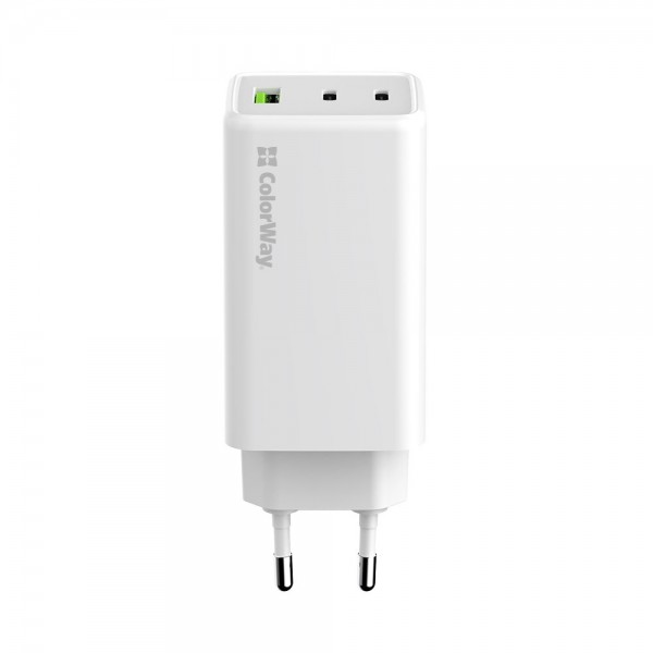 Мережевий зарядний пристрій ColorWay GaN Mini 100W PD Port PPS USB (USB-2C1A) White (CW-CHS061PD-WT)