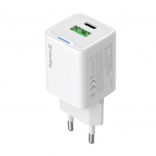 Мережевий зарядний пристрій ColorWay GaN Mini 20W PD Port PPS USB (Type-C PD + USB QC4.0) White (CW-CHS062PD-WT)