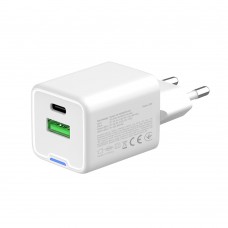 Мережевий зарядний пристрій ColorWay GaN Mini 20W PD Port PPS USB (Type-C PD + USB QC4.0) White (CW-CHS062PD-WT)