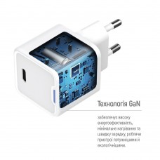Мережевий зарядний пристрій ColorWay GaN Mini 20W PD Port PPS USB-C White (CW-CHS059PD-WT)