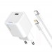 Мережевий зарядний пристрій ColorWay GaN Mini 20W PD Port PPS USB-C White (CW-CHS059PD-WT) + кабель Lightning (CW-CHS059PDL-WT)