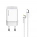 Мережевий зарядний пристрій ColorWay GaN Mini 20W PD Port PPS USB-C White (CW-CHS059PD-WT) + кабель Lightning (CW-CHS059PDL-WT)