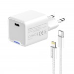 Мережевий зарядний пристрій ColorWay GaN Mini 20W PD Port PPS USB-C White (CW-CHS059PD-WT) + кабель Lightning (CW-CHS059PDL-WT) Мережевий зарядний пристрій ColorWay GaN Mini 20W PD Port PPS USB-C White (CW-CHS059PD-WT) + кабель Lightning (CW-CHS059PDL-WT)