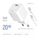 Мережевий зарядний пристрій ColorWay GaN Mini 20W PD Port PPS USB-C White (CW-CHS059PD-WT) + кабель Lightning (CW-CHS059PDL-WT) Мережевий зарядний пристрій ColorWay GaN Mini 20W PD Port PPS USB-C White (CW-CHS059PD-WT) + кабель Lightning (CW-CHS059PDL-WT)