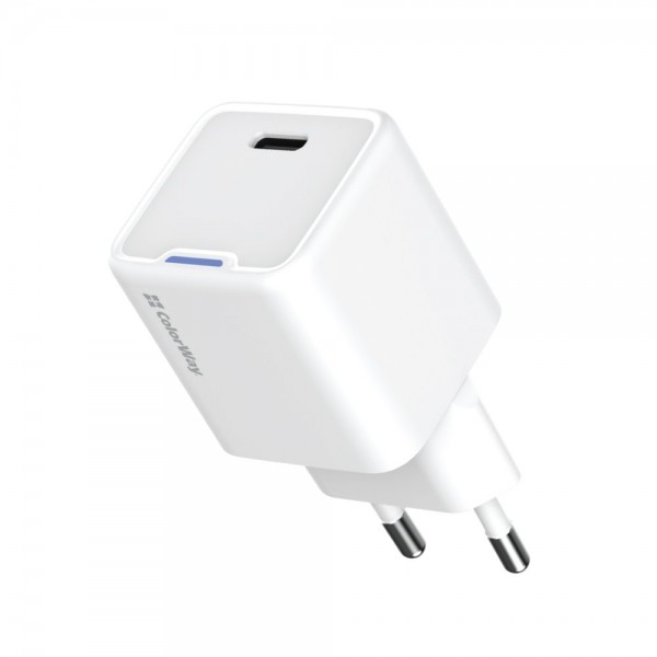 Мережевий зарядний пристрій ColorWay GaN Mini 25W PD Port PPS USB-C White (CW-CHS052PD-WT)