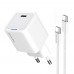 Мережевий зарядний пристрій ColorWay GaN Mini 30W PD Port PPS USB-C White (CW-CHS054PDC-WT) + кабель USB Type-C