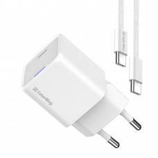 Мережевий зарядний пристрій ColorWay GaN Mini 30W PD Port PPS USB-C White (CW-CHS054PDC-WT) + кабель USB Type-C