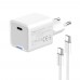 Мережевий зарядний пристрій ColorWay GaN Mini 30W PD Port PPS USB-C White (CW-CHS054PDC-WT) + кабель USB Type-C
