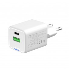 Мережевий зарядний пристрій ColorWay GaN Mini 35W PD Port PPS USB (Type-C PD + USB QC4.0) White (CW-CHS055PD-WT)