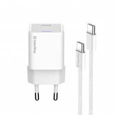 Мережевий зарядний пристрій ColorWay GaN Mini 35W PD Port PPS USB-C White (CW-CHS056PDC-WT) + кабель USB Type-C
