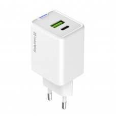 Мережевий зарядний пристрій ColorWay GaN Mini 45W PD Port PPS USB (Type-C PD + USB QC4.0) White (CW-CHS060PD-WT)