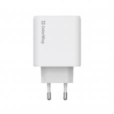 Мережевий зарядний пристрій ColorWay GaN Mini 50W PD Port PPS USB (Type-C PD 30W + Type-C PD 20W) White (CW-CHS050PD-WT)