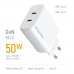 Мережевий зарядний пристрій ColorWay GaN Mini 50W PD Port PPS USB (Type-C PD 30W + Type-C PD 20W) White (CW-CHS050PD-WT)
