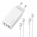 Мережевий зарядний пристрій ColorWay GaN Mini 65W PD Port PPS USB (USB-2C1A) White (CW-CHS058PDCL-WT) + кабель