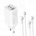 Мережевий зарядний пристрій ColorWay GaN Mini 65W PD Port PPS USB (USB-2C1A) White (CW-CHS058PDCL-WT) + кабель