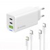 Мережевий зарядний пристрій ColorWay GaN Mini 65W PD Port PPS USB (USB-2C1A) White (CW-CHS058PDCL-WT) + кабель