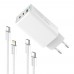 Мережевий зарядний пристрій ColorWay GaN Mini 65W PD Port PPS USB (USB-2C1A) White (CW-CHS058PDCL-WT) + кабель