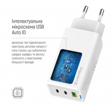Мережевий зарядний пристрій ColorWay GaN Mini 65W PD Port PPS USB (USB-2C1A) White (CW-CHS058PDCL-WT) + кабель