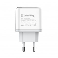 Мережевий зарядний пристрій ColorWay Power Delivery Port PPS USB (Type-C PD + Type-C PD) (40W) White (CW-CHS048PD-WT)