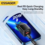 Мережевий зарядний пристрій Essager Camber 20W USB A + Type C Black (ECTAC-HMB01-P) Мережевий зарядний пристрій Essager Camber 20W USB A + Type C Black (ECTAC-HMB01-P)