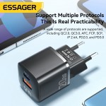 Мережевий зарядний пристрій Essager Camber 20W USB A + Type C Black (ECTAC-HMB01-P) Мережевий зарядний пристрій Essager Camber 20W USB A + Type C Black (ECTAC-HMB01-P)