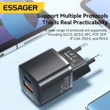 Мережевий зарядний пристрій Essager Camber 20W USB A + Type C Black (ECTAC-HMB01-P)