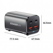 Мережевий зарядний пристрій Essager Collection 67W GaN (2xUSB-A, 2xUSB-C) Black (ECT2AC-JYB0G-Z) Мережевий зарядний пристрій Essager Collection 67W GaN (2xUSB-A, 2xUSB-C) Black (ECT2AC-JYB0G-Z)