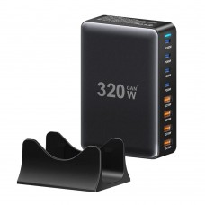 Мережевий зарядний пристрій Essager Engine 320W 4xUSB-C+4xUSB-A Black (EZC320W-QJB0G-Z)
