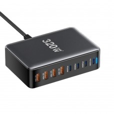 Мережевий зарядний пристрій Essager Engine 320W 4xUSB-C+4xUSB-A Black (EZC320W-QJB0G-Z)