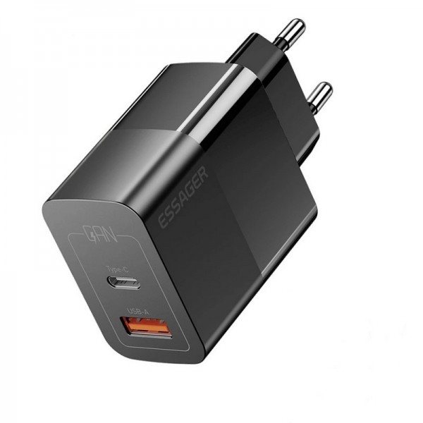 Мережевий зарядний пристрій Essager Pinchen 33W USB A + TYPE C Black (ECTAC-PCB01-P)