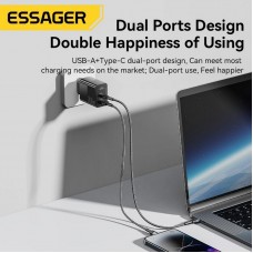 Мережевий зарядний пристрій Essager Pinchen 33W USB A + TYPE C Black (ECTAC-PCB01-P) Мережевий зарядний пристрій Essager Pinchen 33W USB A + TYPE C Black (ECTAC-PCB01-P)