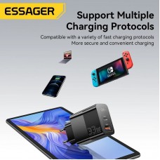 Мережевий зарядний пристрій Essager Pinchen 33W USB A + TYPE C Black (ECTAC-PCB01-P) Мережевий зарядний пристрій Essager Pinchen 33W USB A + TYPE C Black (ECTAC-PCB01-P)