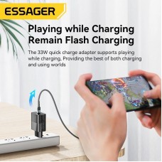 Мережевий зарядний пристрій Essager Pinchen 33W USB A + TYPE C Black (ECTAC-PCB01-P) Мережевий зарядний пристрій Essager Pinchen 33W USB A + TYPE C Black (ECTAC-PCB01-P)