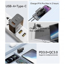 Мережевий зарядний пристрій Essager Pinchen 33W USB A + TYPE C Black (ECTAC-PCB01-P) Мережевий зарядний пристрій Essager Pinchen 33W USB A + TYPE C Black (ECTAC-PCB01-P)