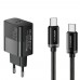 Мережевий зарядний пристрій Essager Travel Charger 20W USB-C Black (E20JSB1-SYTT1-T) + кабель USB Type-C