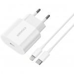 Мережевий зарядний пристрій Essager Vanjane 20W USB-C White (EFJB02-XBL02-T) + кабель Lightning Мережевий зарядний пристрій Essager Vanjane 20W USB-C White (EFJB02-XBL02-T) + кабель Lightning