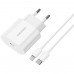 Мережевий зарядний пристрій Essager Vanjane 20W USB-C White (EFJB02-XBL02-T) + кабель Lightning