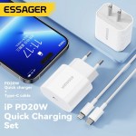Мережевий зарядний пристрій Essager Vanjane 20W USB-C White (EFJB02-XBL02-T) + кабель Lightning Мережевий зарядний пристрій Essager Vanjane 20W USB-C White (EFJB02-XBL02-T) + кабель Lightning