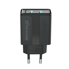 Мережевий зарядний пристрій Grand-X CH-15B (2xUSB 2.1A) Black (CH-15B)