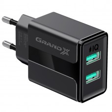 Мережевий зарядний пристрій Grand-X CH-15B (2xUSB 2.1A) Black (CH-15B)