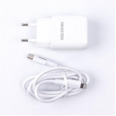 Мережевий зарядний пристрій Maxxter (1USBх3А) QC3.0 White (WC-PD-CtL-01) + кабель Lightning
