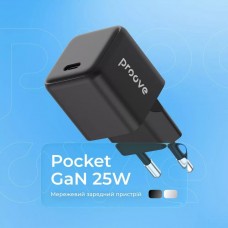Мережевий зарядний пристрій Proove Pocket GaN 25W Black (WCPG25010201)