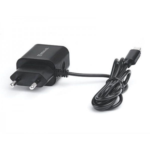 Мережевий зарядний пристрій REAL-EL CH-217 (2USB, 2.1A) Black + кабель Lightning (EL123160016)