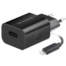 Мережевий зарядний пристрій REAL-EL CH-217 (2USB, 2.1A) Black + кабель Lightning (EL123160016)